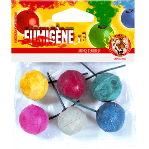 P166026 - 6 Boules Fumigènes Assorties – Sachet Couleurs Variées T1