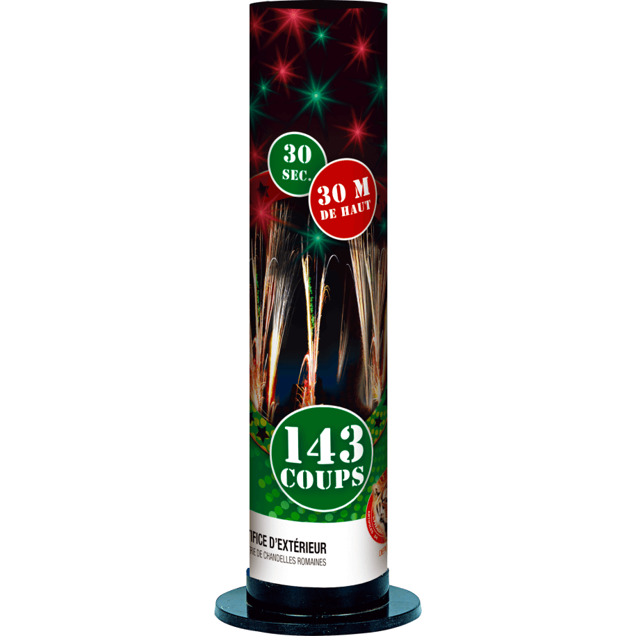 P151597 - Œil de Paon – Chandelle 143 Coups Sifflante Multicolore F2