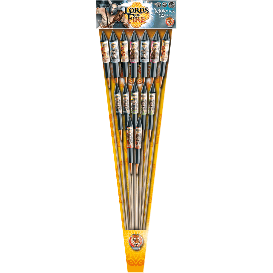 P154301 - Monark – Lords of Fire – Assortiment de 14 Fusées Multicolores F2