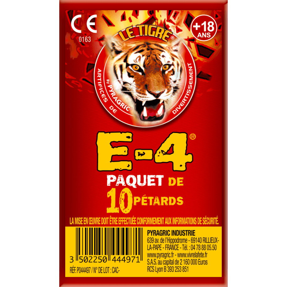 P166887 - E-4 – Paquet de 10 Pétards Classiques Le Tigre Pyragric F2