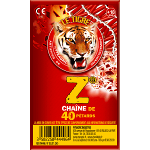 P044496 - Pétards Le Tigre Z Pyragric – Chaîne de 40 pétards méchés F2
