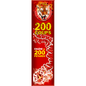 P040023 - Pétards Le Tigre 200 CPS Pyragric – Chaîne de 200 pétards méchés F3