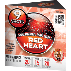 P154466 - Compact RED HEART – 9 Shots Étoiles Rouges et Scintillements Argentés